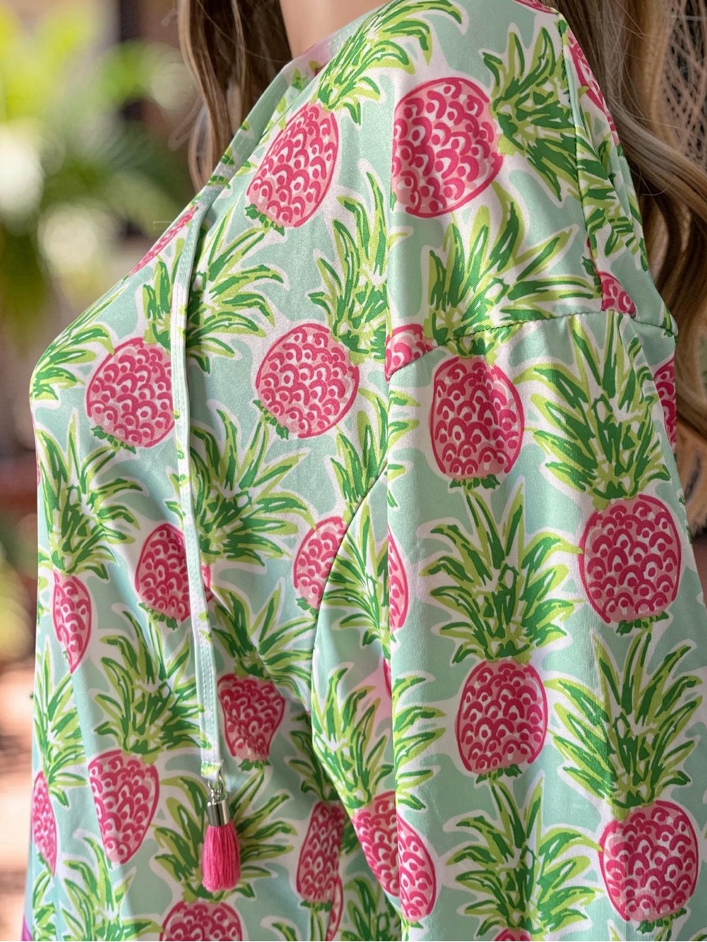 Viv & Lou Pineapple Print Kaftan Dress XXL Tropical Resort Vacation Cover Up - Picture 3 of 8